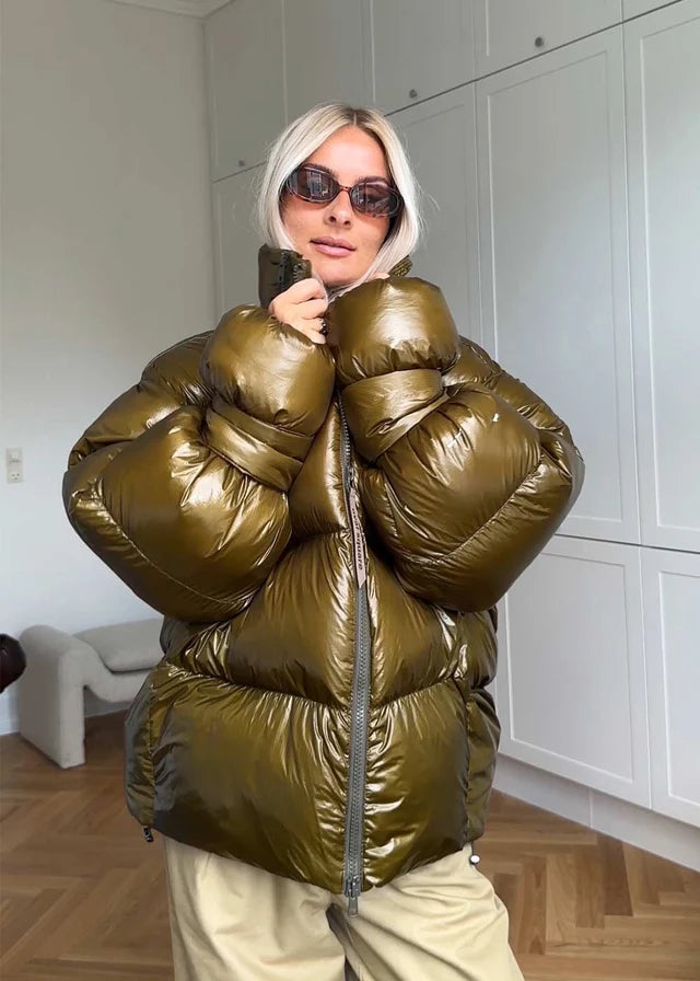 Olivia lesklá péřová bunda