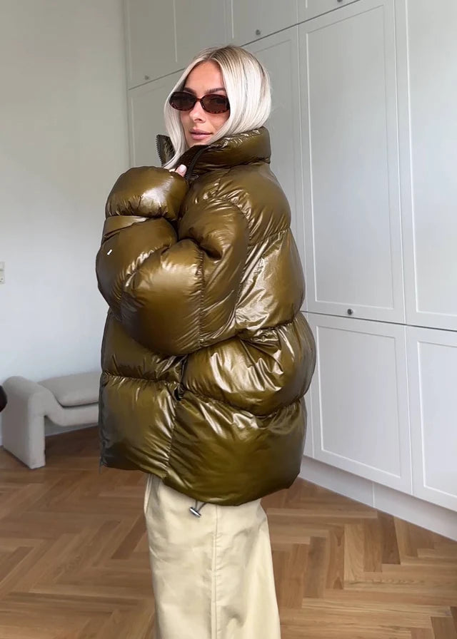 Olivia lesklá péřová bunda