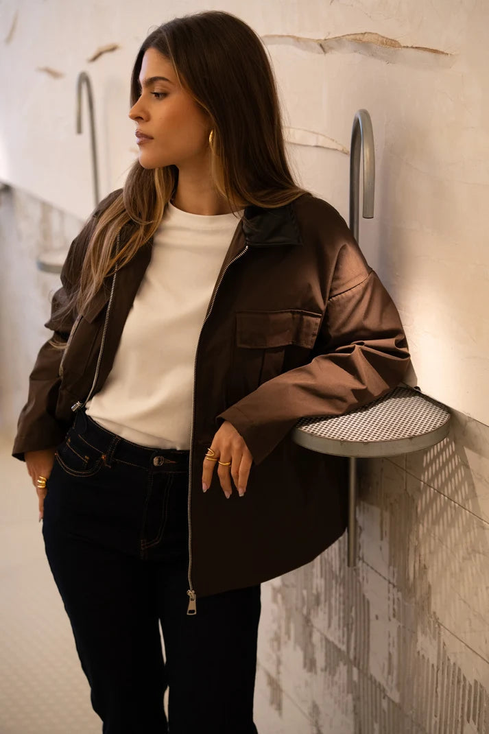 Sharmaine Slim Fit bunda z umělého semiše