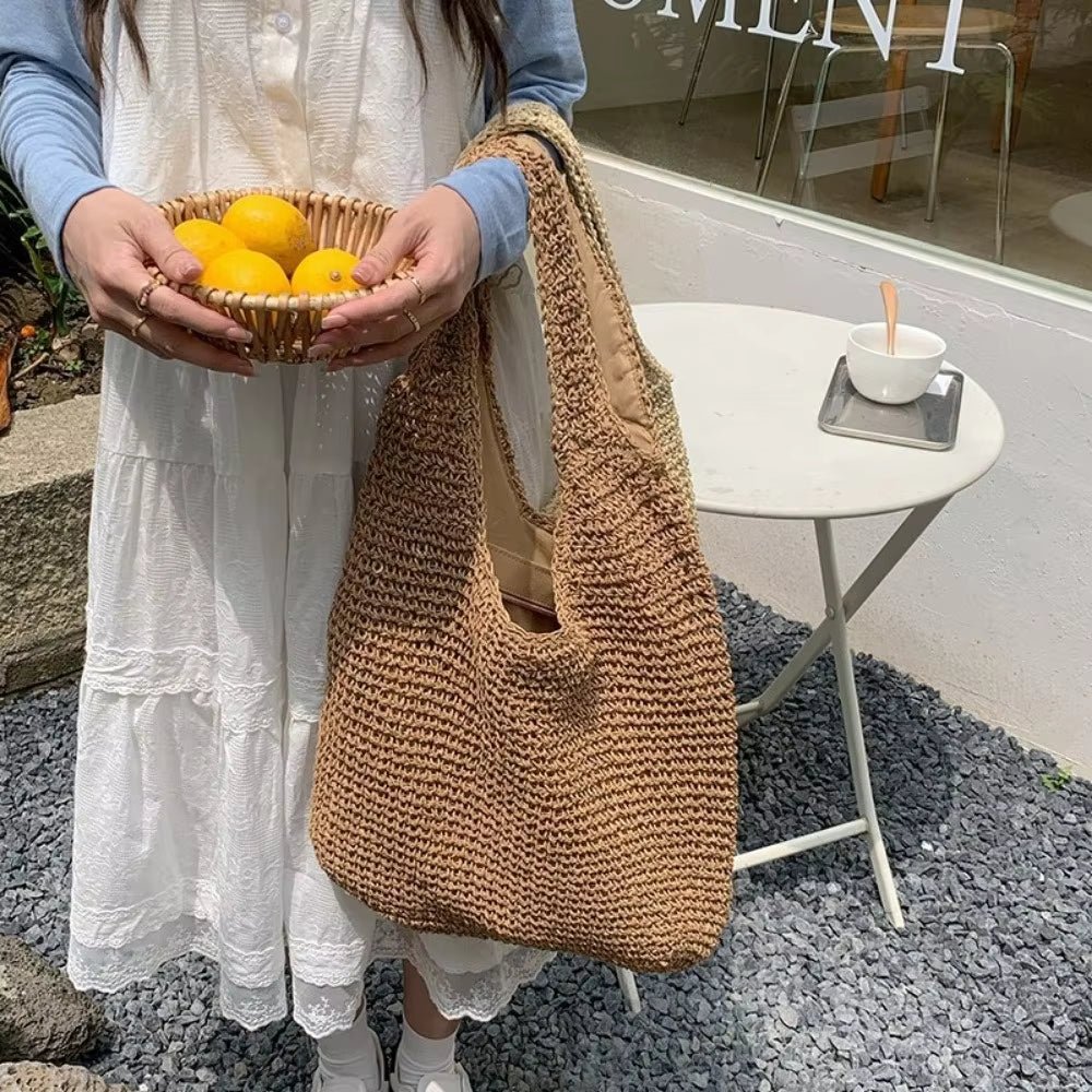 Beatrice tkaná ratanová kabelka Tote
