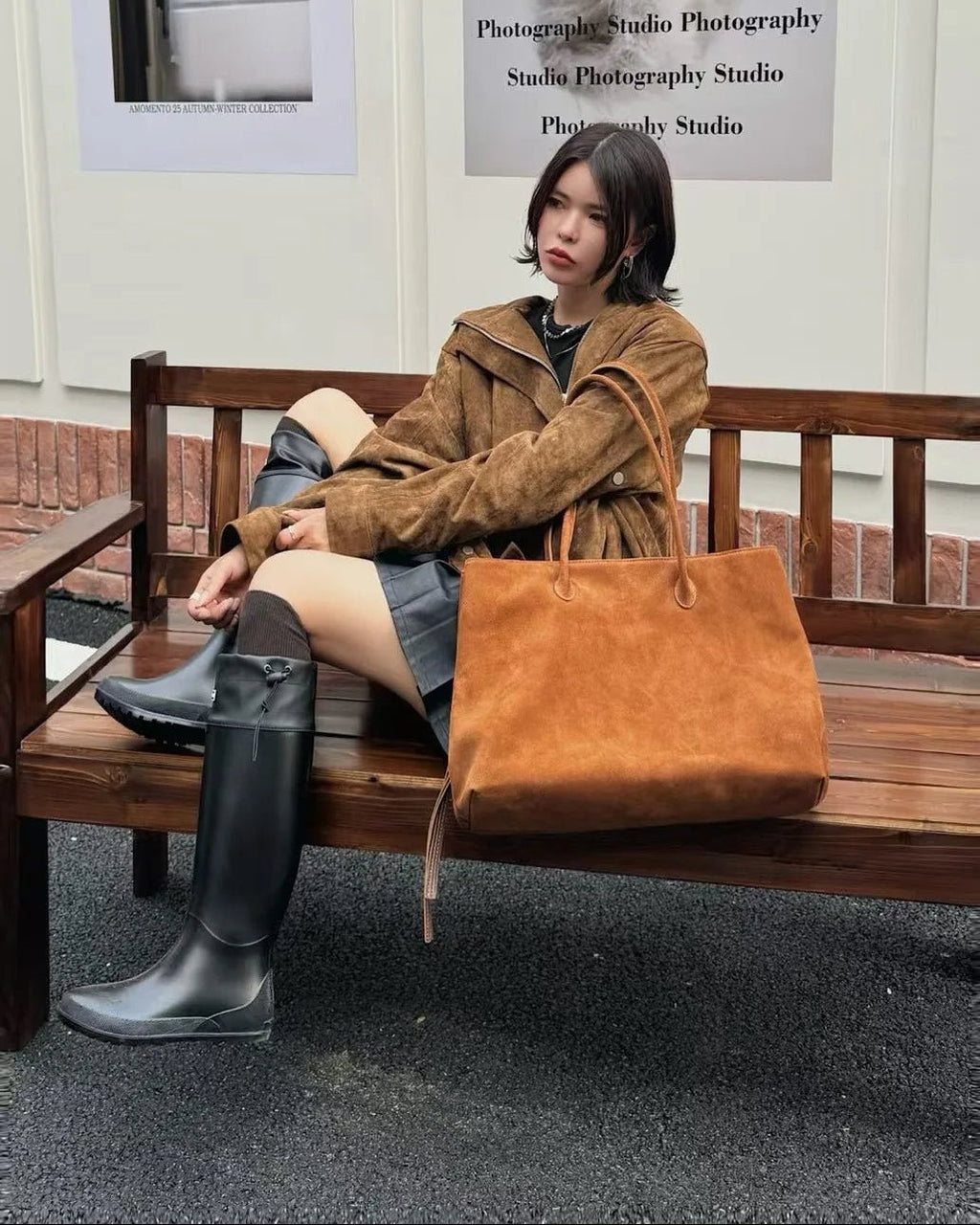 Carly taška tote z vyhlazeného semiše