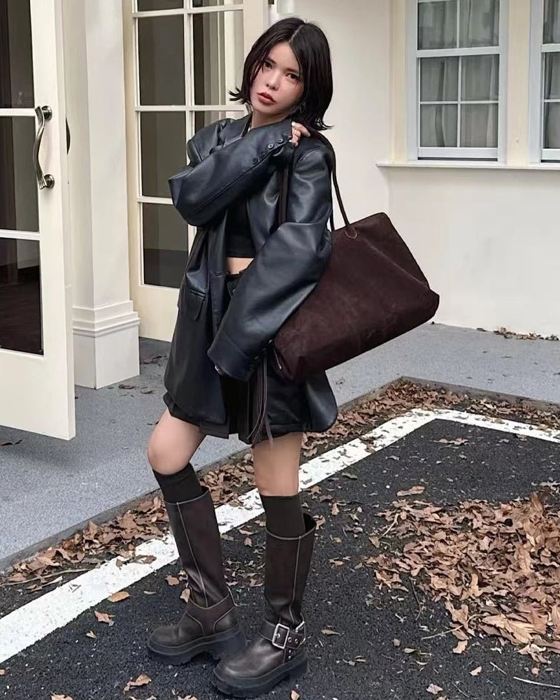 Carly taška tote z vyhlazeného semiše