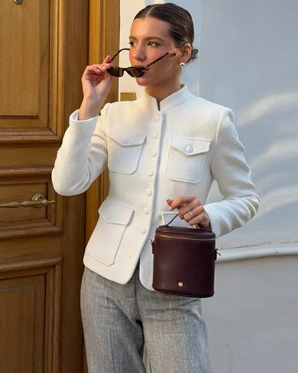 Fiona blazer se stojacím límcem a klopovými kapsami