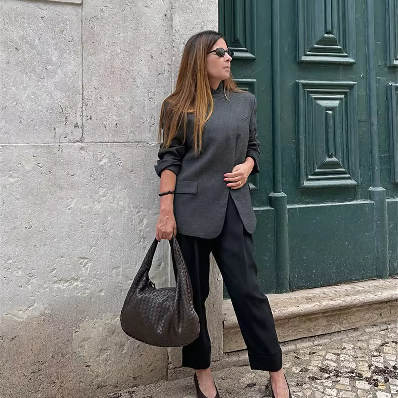 SOERA Katie kostkované sako s stojatým límcem