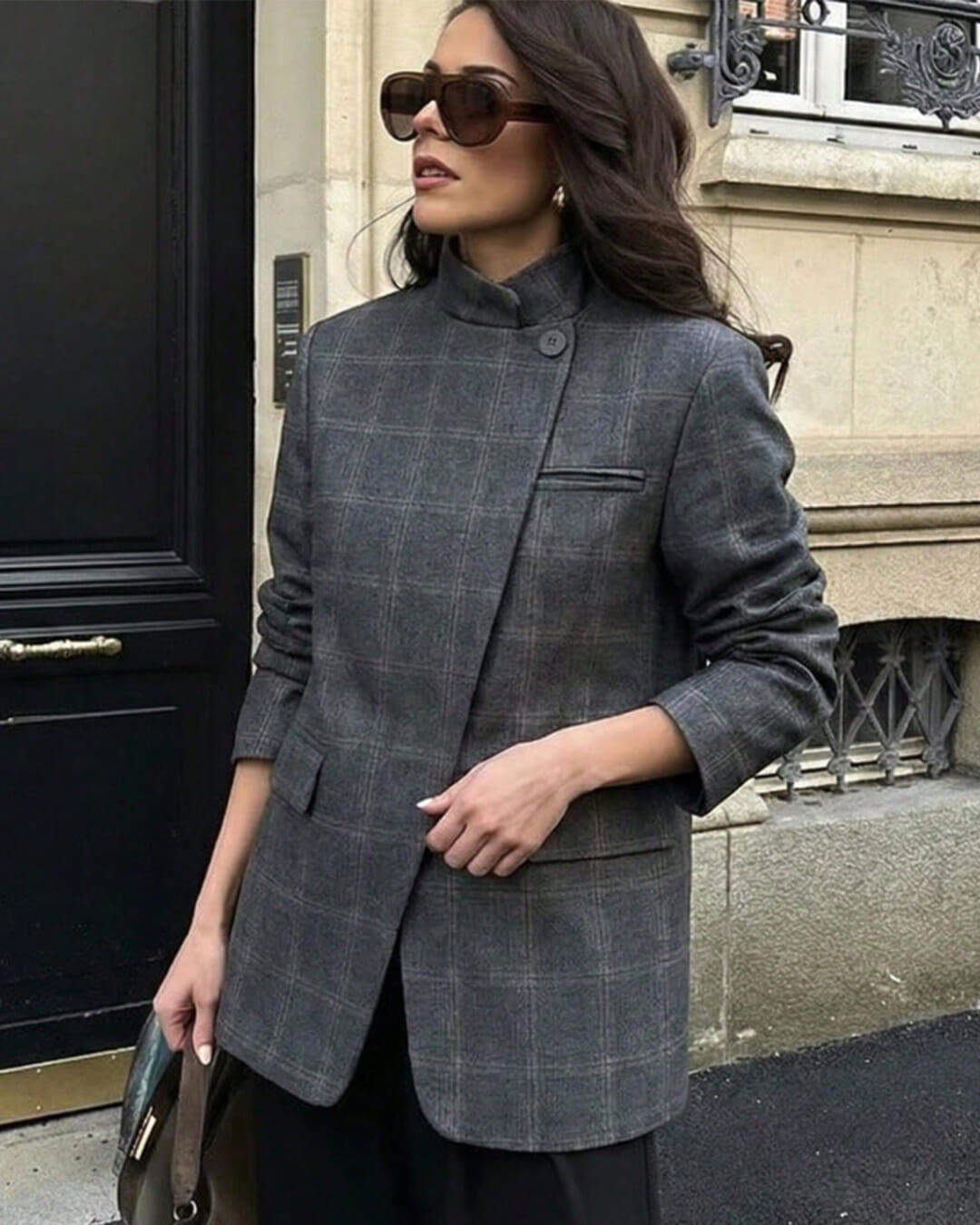 SOERA Katie kostkované sako s stojatým límcem
