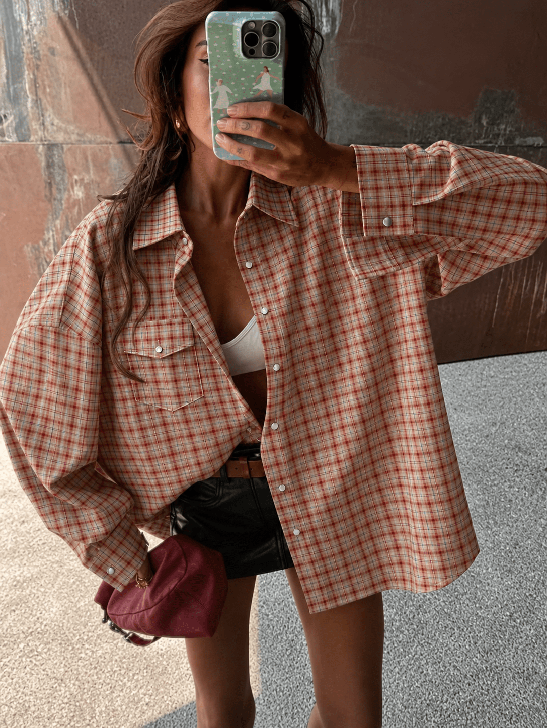 Oversized kostkovaná košile Carmen