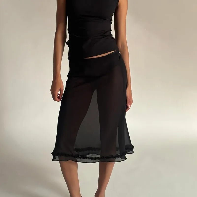 Bianca Mesh Dot Midi Sukně
