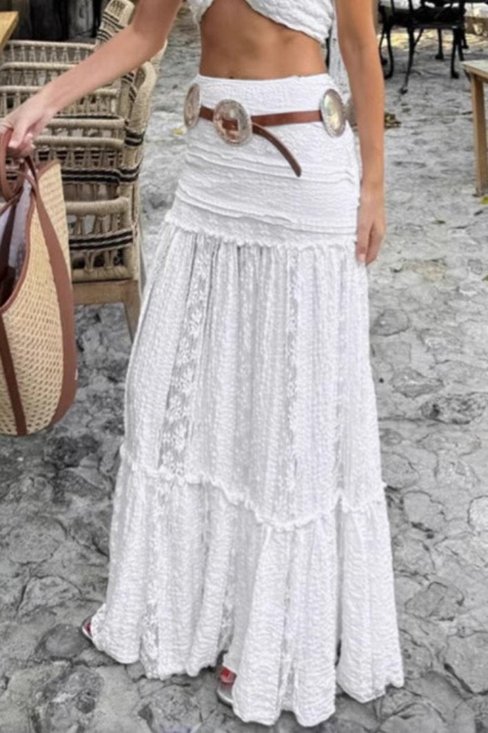 Brianna vrstvená maxi sukně s krajkou