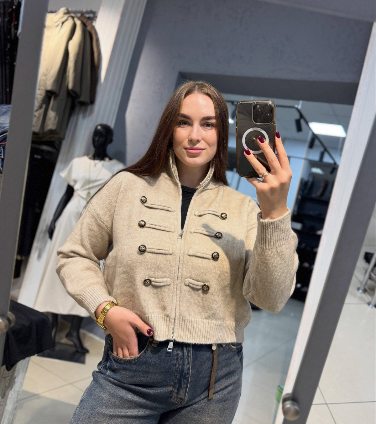 Amelie pletený kardigan na zip s rolákem
