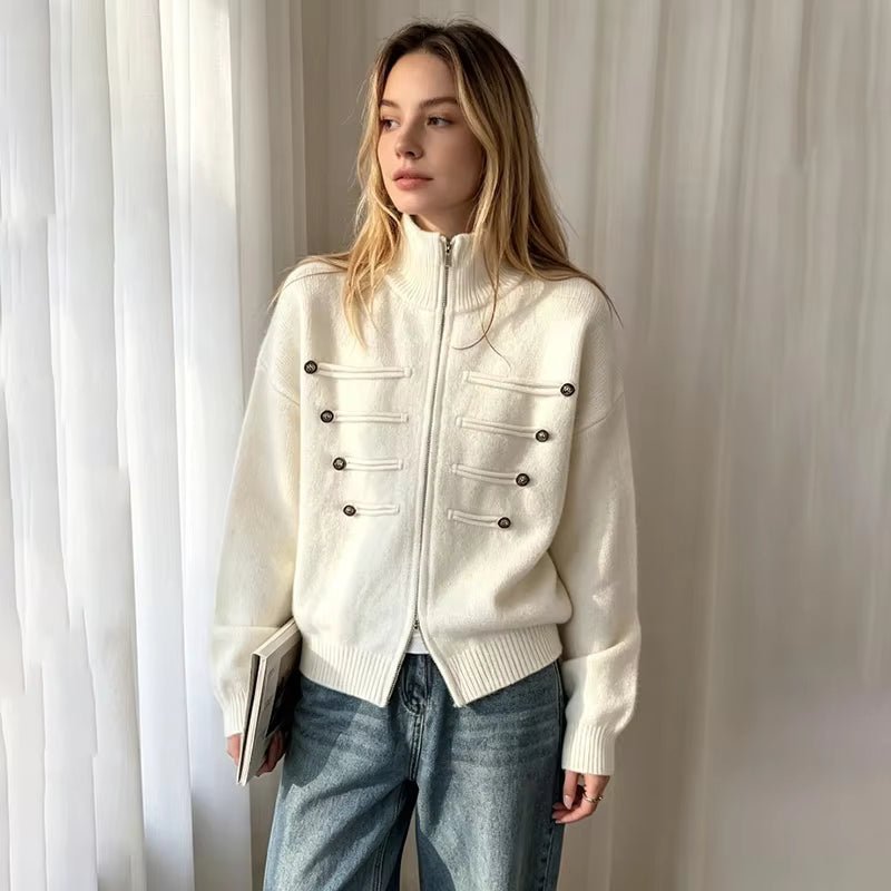 Amelie pletený kardigan na zip s rolákem