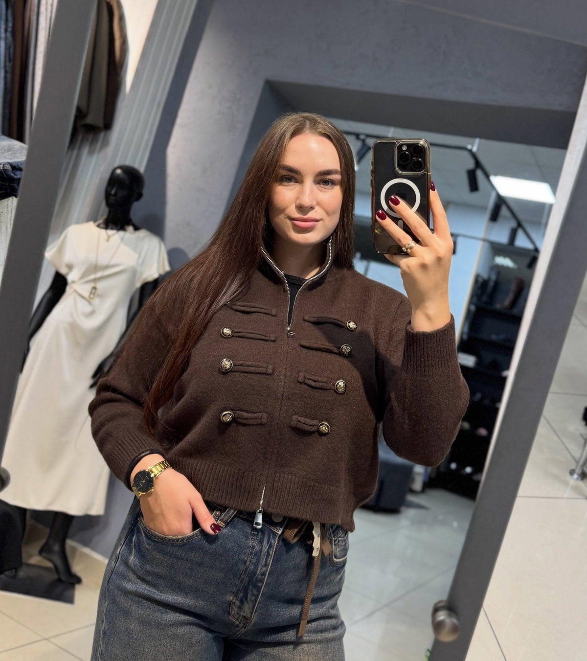 Amelie pletený kardigan na zip s rolákem