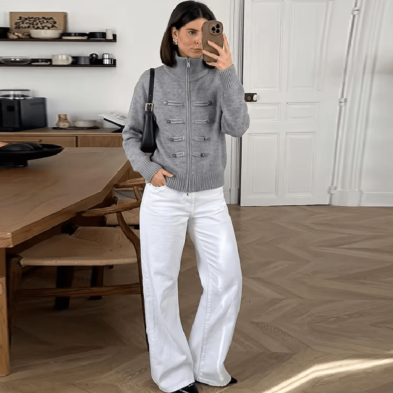 Amelie pletený kardigan na zip s rolákem