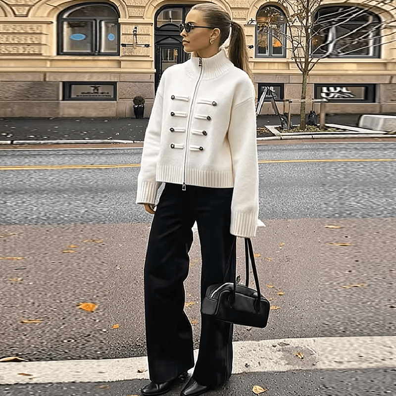 Amelie pletený kardigan na zip s rolákem