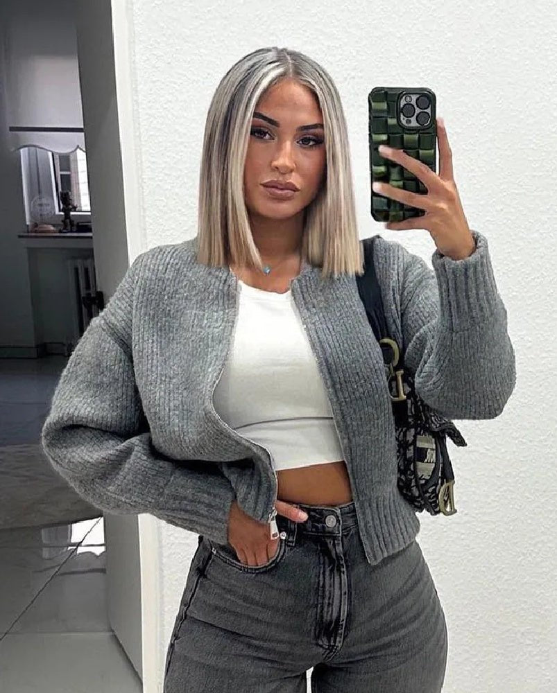 Kelly svetr na zip, pletený cardigan
