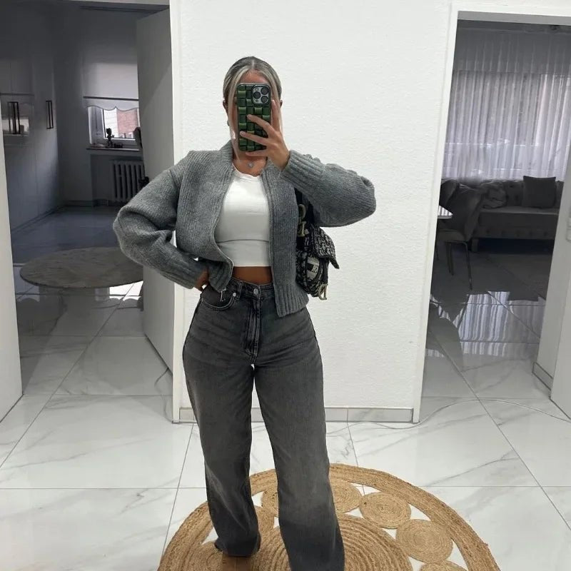 Kelly svetr na zip, pletený cardigan