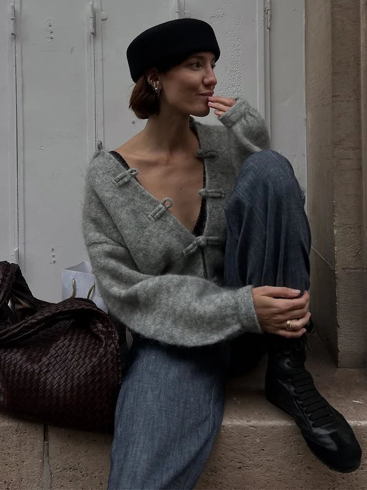 Lucy pletený cardigan šedý
