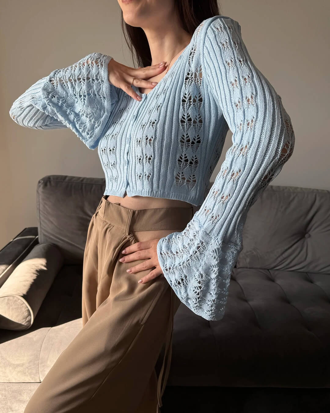 Kendall pletený kardigan s výřezy