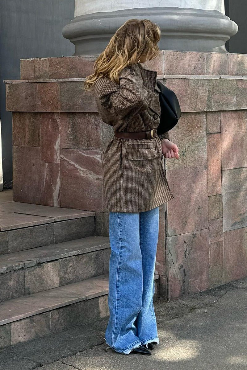 Anna strukturovaný tweedový kabát
