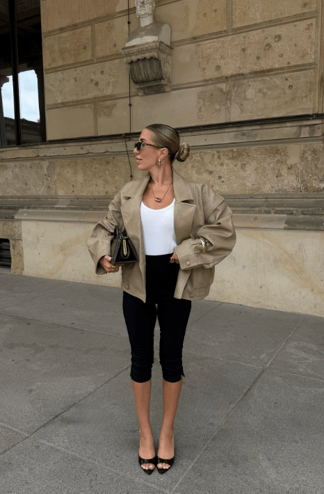 Audrey dvouřadý kabát z umělé kůže