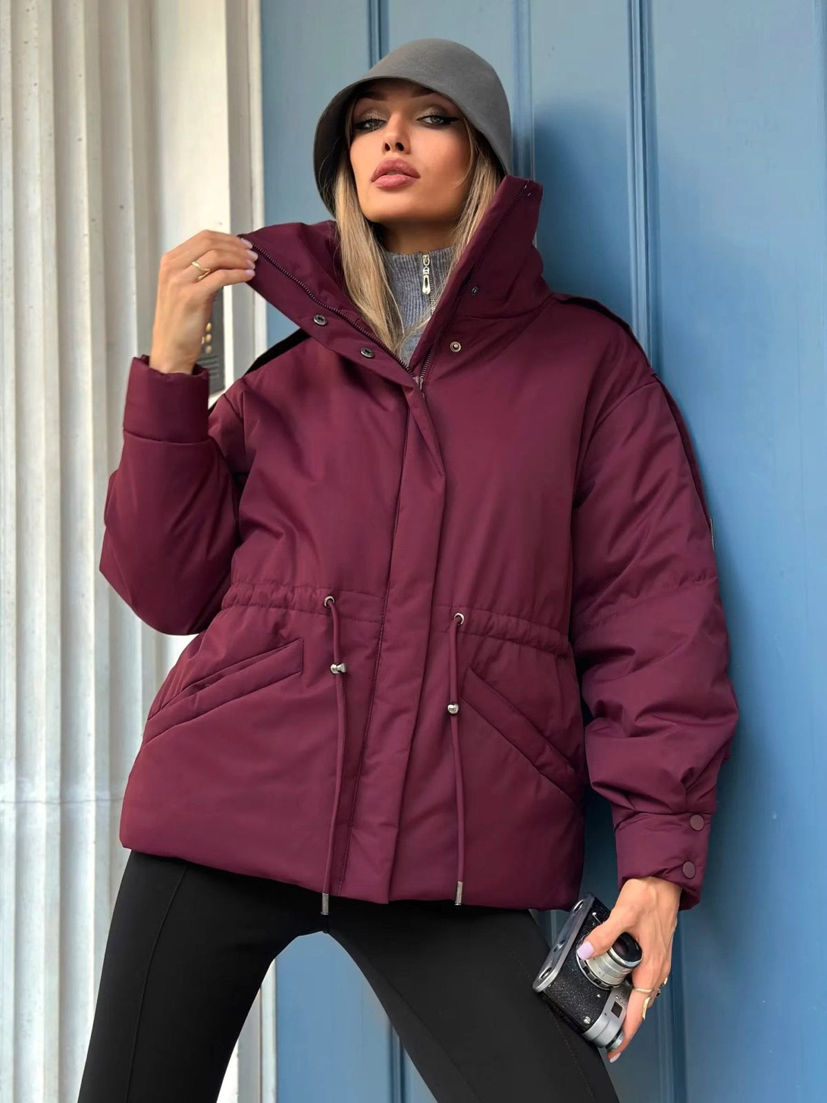 Prošívaná bunda Mary s oversized střihem a stahováním v pase
