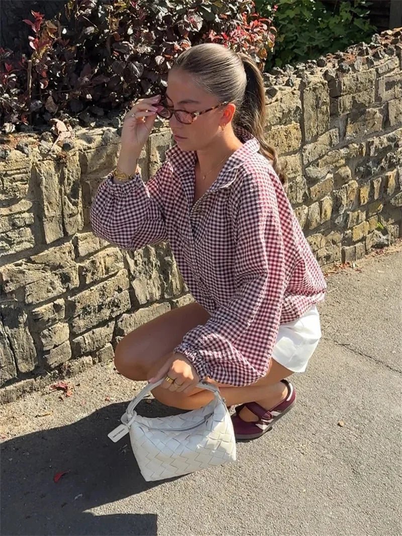 Olivia kostkovaný kabát s šňůrkou a vysokým límcem