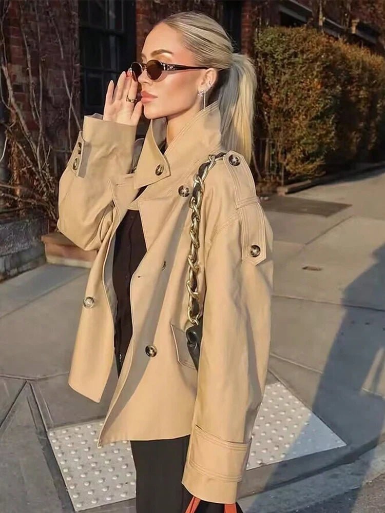 Sarah béžový dvouřadý trenčkot