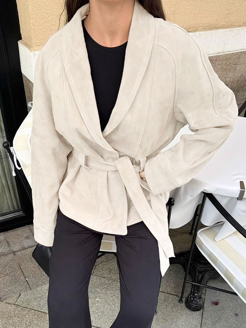 Teresa kabát typu trench s páskem z semiše