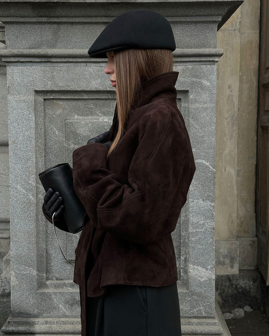 Teresa kabát typu trench s páskem z semiše