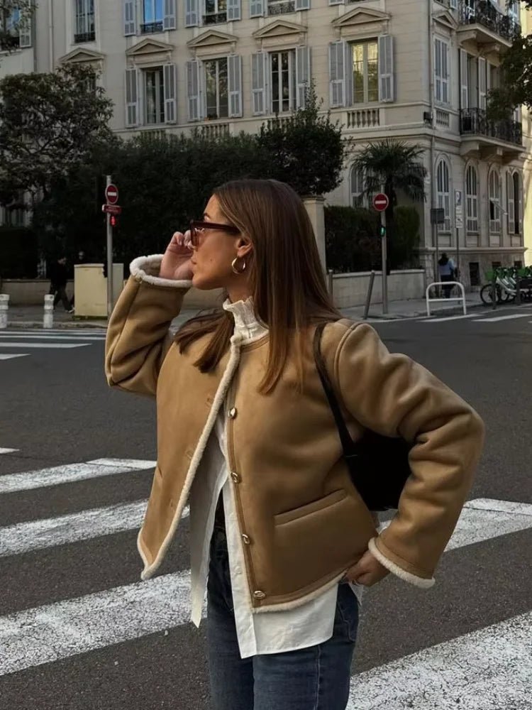 Aralyn kabát z umělé kožešiny a semiše