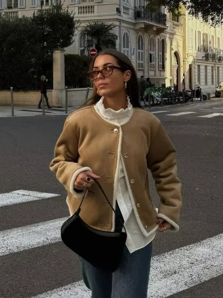 Aralyn kabát z umělé kožešiny a semiše
