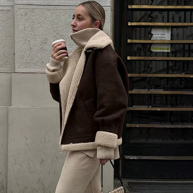 Aurora semišová bunda z umělé kůže