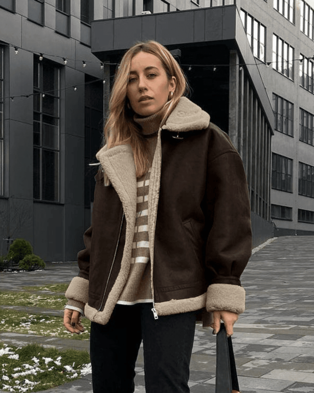 Aurora semišová bunda z umělé kůže