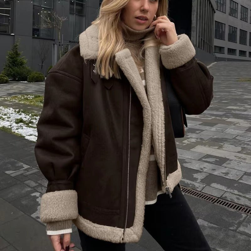 Aurora semišová bunda z umělé kůže