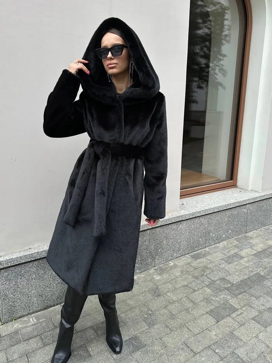 Bex dlouhý kabát s kapucí