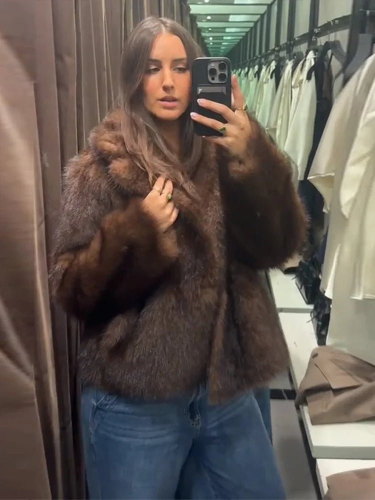 Jenny oboustranná bunda z umělé kožešiny a kůže