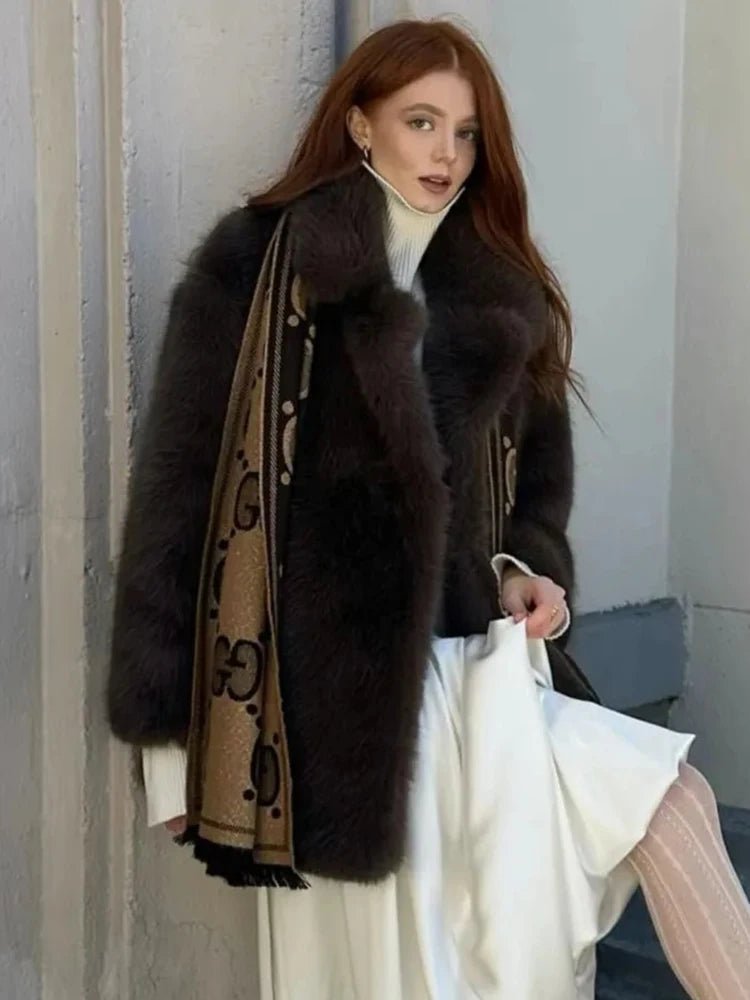 Lena nadměrný kabát z umělé kožešiny