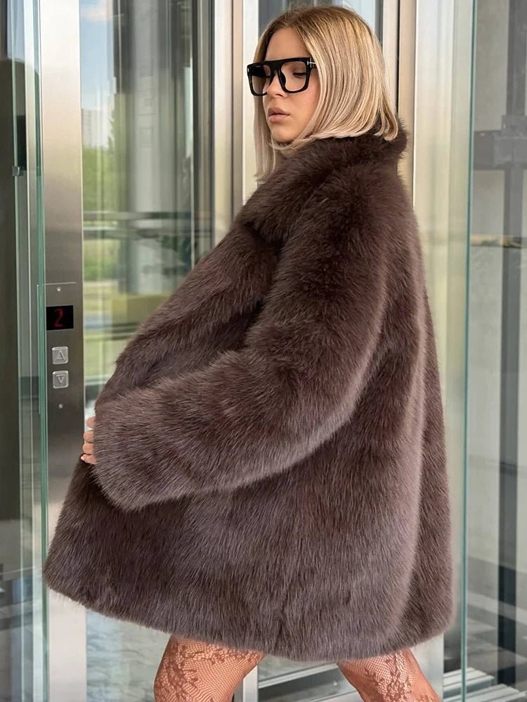 Lena nadměrný kabát z umělé kožešiny