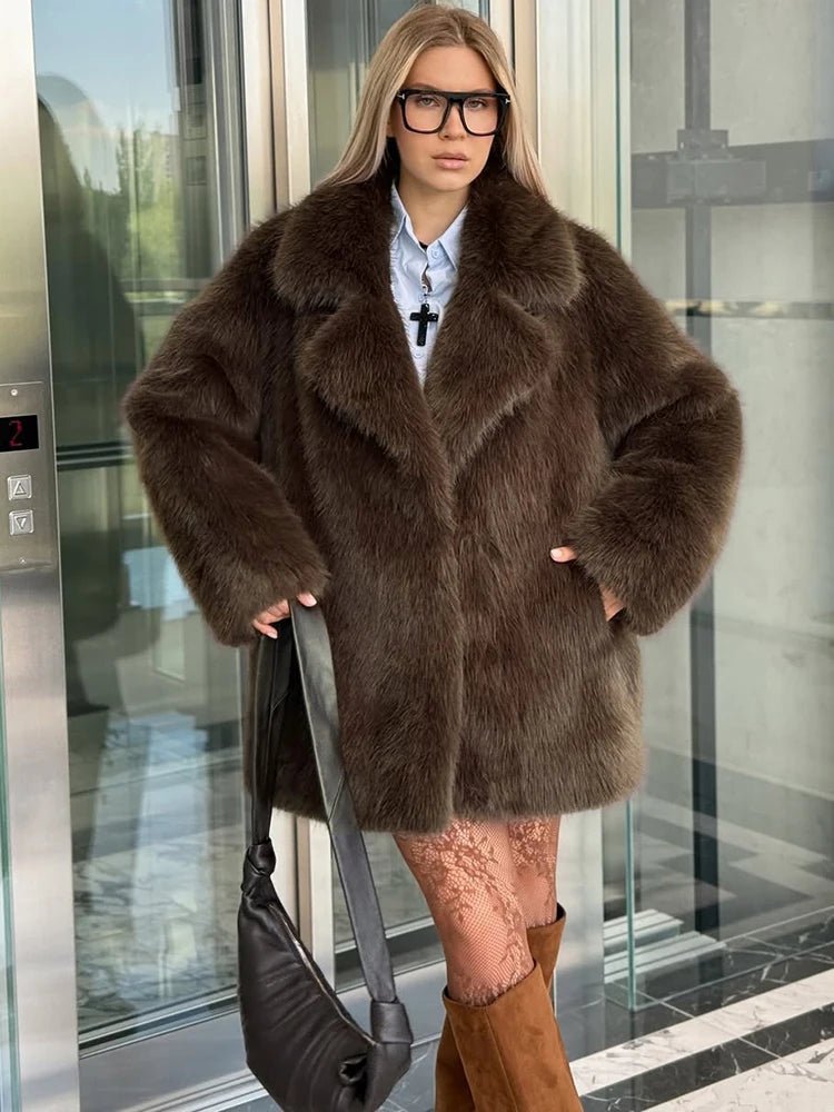 Lena nadměrný kabát z umělé kožešiny