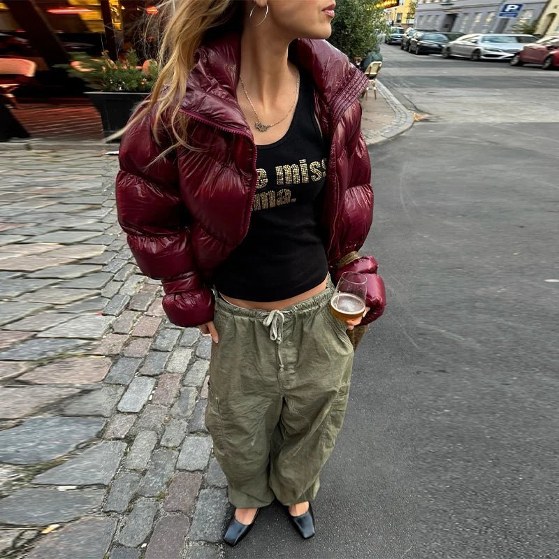 Olivia lesklá péřová bunda