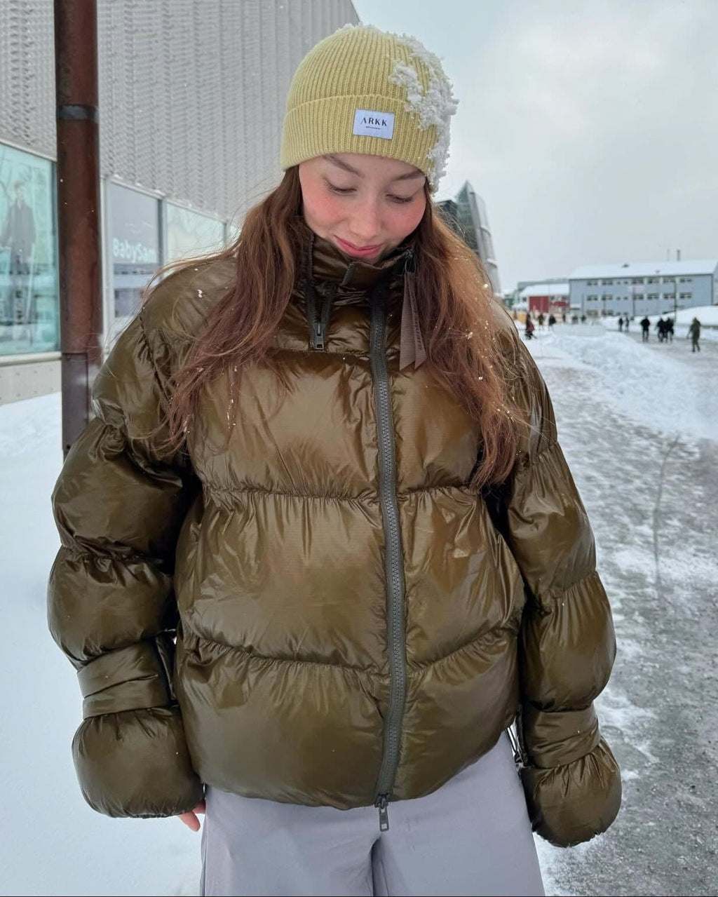 Olivia lesklá péřová bunda