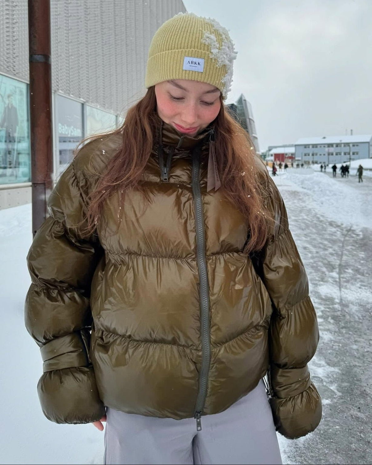 Olivia lesklá péřová bunda