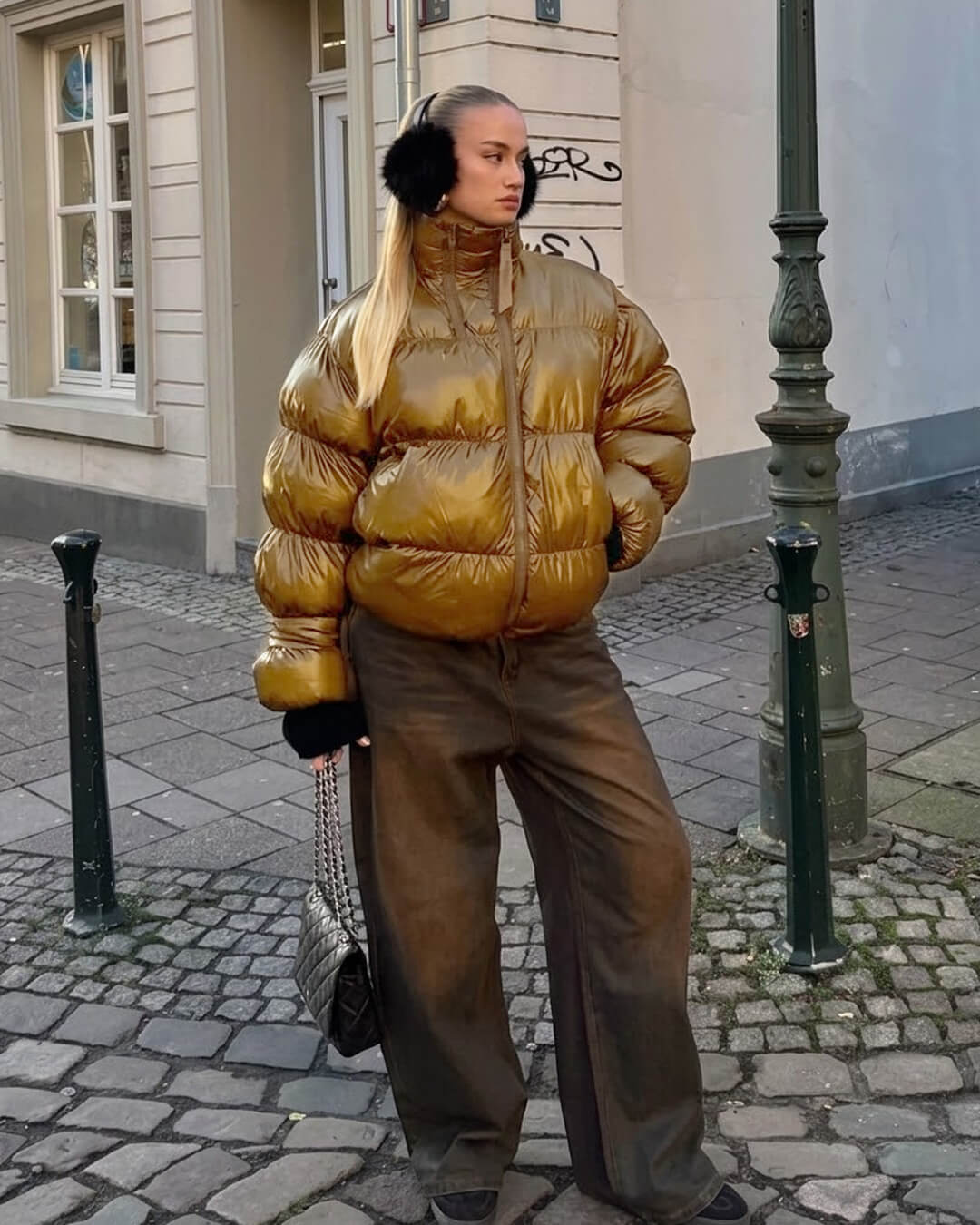 Olivia lesklá péřová bunda