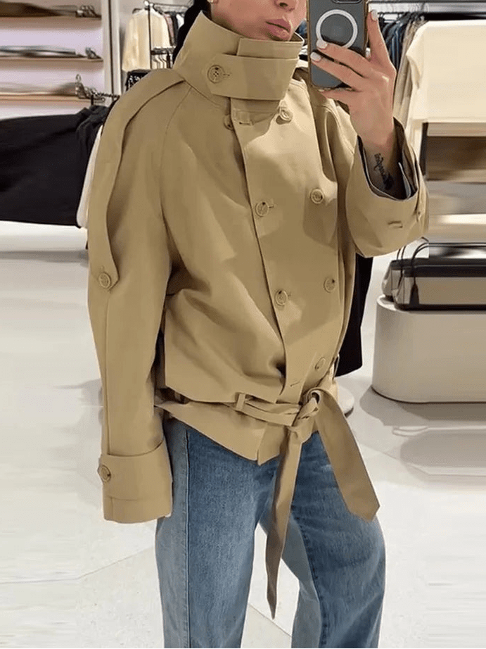 Phoebe cropped trenčkot se šněrováním