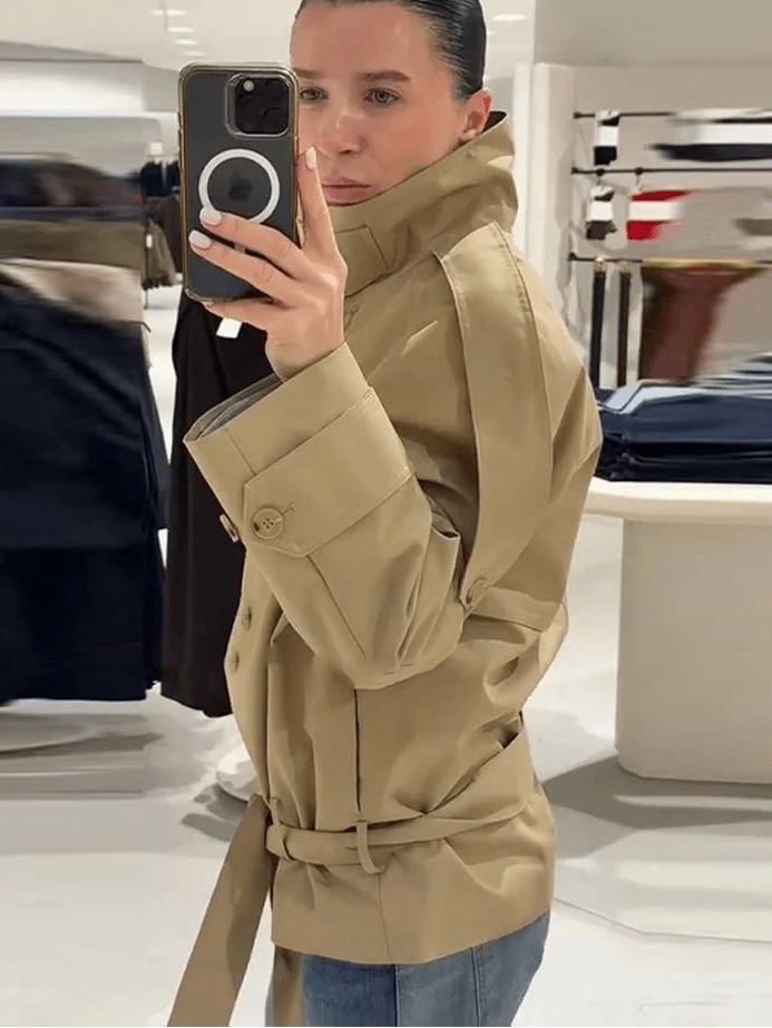 Phoebe cropped trenčkot se šněrováním