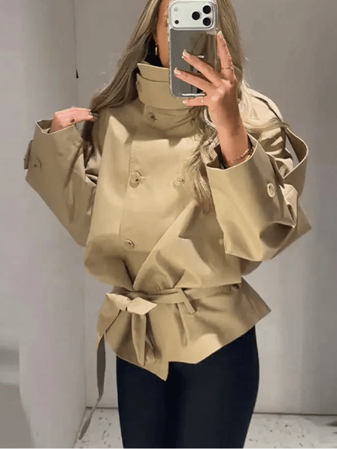 Phoebe cropped trenčkot se šněrováním