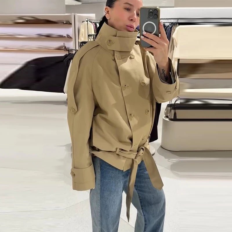 Phoebe cropped trenčkot se šněrováním