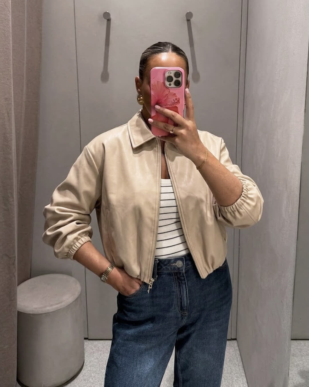 Seraphina bomber bunda s nabíranými rukávy