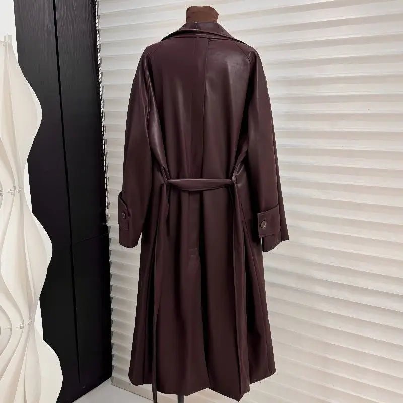 Shiela maxi trenčkot z umělé kůže