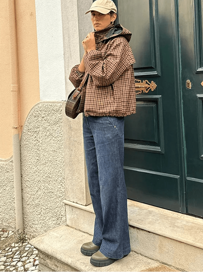 Shirley kostkovaná košile s kapucí