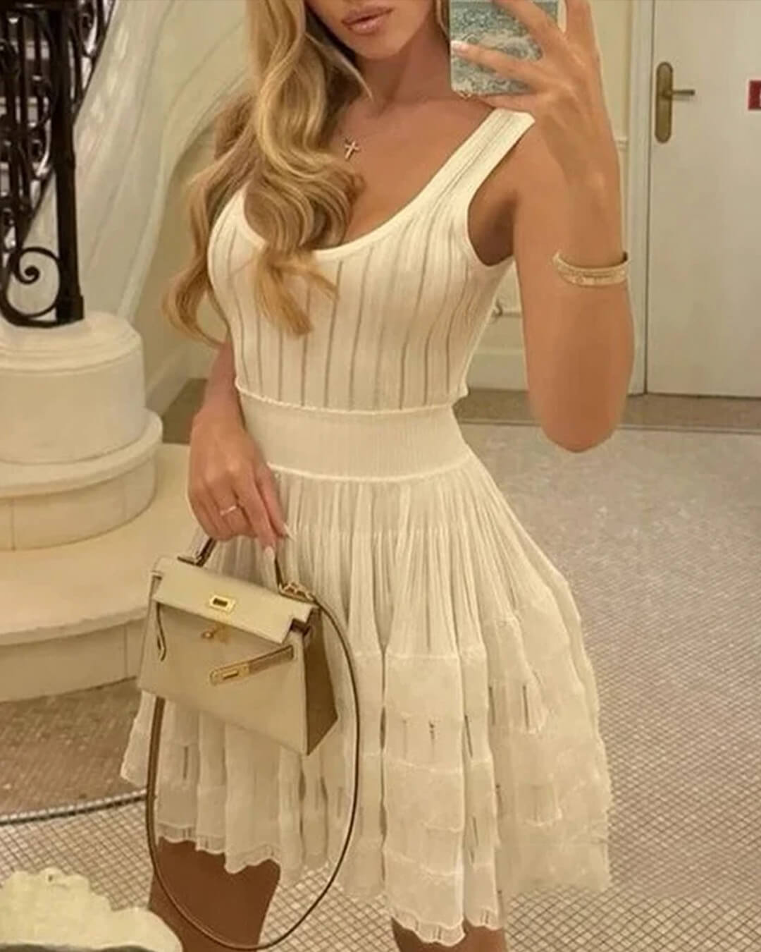 Beatrice pletené mini šaty na ramínka